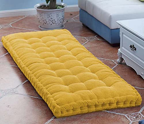 Bankkissen, 10 cm dick, 2-/3-Sitzer, 100 cm/120 cm, weiche Bankkissen, Baumwolle, Stuhlkissen für Garten, Terrasse, Esszimmer, Sofa, Schaukel (120 x 40 cm, Gelb)