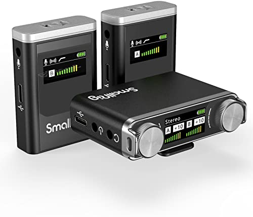 SMALLRIG W60 Kabelloses Mikrofon für Kameras und Smartphone, kabelloses Lavalier-Mikrofon mit zweikanaliger Rauschunterdrückung, für Vlogging und Live-Streaming, 8 Stunden Akkulaufzeit, 328ft - 3487