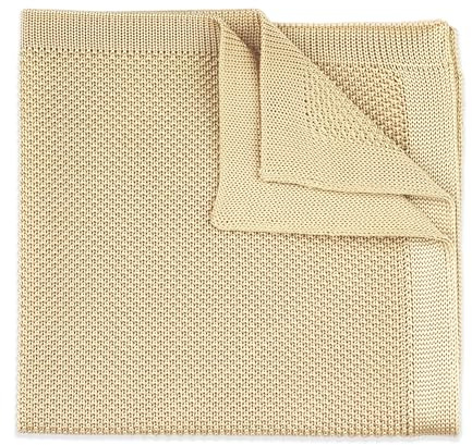 THE GENTS LAB 100 % Polyester gestricktes Einstecktuch, beige, 25cm x 25cm