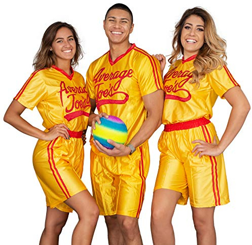 Dodgeball Average Joe's Adult Yellow Jersey and Shorts Set Halloween Costume Cosplay, gelb, 5XL