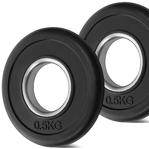KK Hantelscheiben, 5,1 cm, Gusseisen, Langhantel-Set, Hantelscheiben-Paar für Damen und Herren, Zuhause und Fitnessstudio, Krafttraining, Gewichtheben, Workout (2 x 0,5 kg)