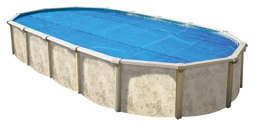 In The Swim 16' x 32' Standard Blue Oval Solar Pool Cover 8 Mil for Solar Heating Above Ground Pools and Inground Pools