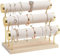 ProCase Support de bracelet en forme de T à 3 étages - Amovible - Support de bijoux - En velours - Avec base en bois - Pour bracelets, pinces à cheveux, montres - Beige