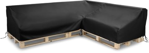Gutekissen® Abdeckung für Palettenkissen, Abdeckung für Palettenmöbel, Abdeckhauben für Palettenbank, Abdeckung für Palettensofa, Wasserdicht,Anti-UV Paletten Sofa Schwarz (L-Form (262x223/64cm))