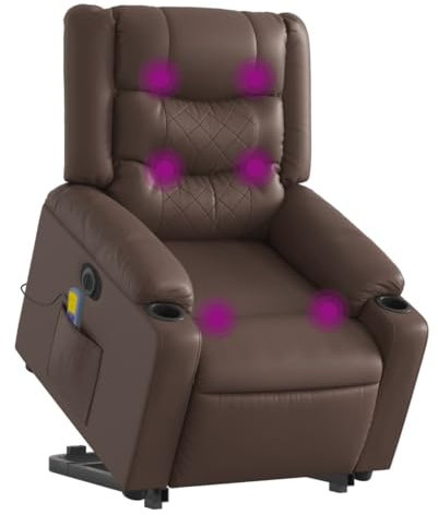 vidaXL Massagesessel, Sessel mit Aufstehhilfe Elektrisch, Relaxsessel mit Liegefunktion Vibrationsfunktion, Fernsehsessel Liegesessel Aufstehsessel, Grau Kunstleder