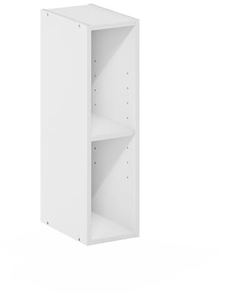 Furinno Fulda 2-nivås platsbesparande förvaringshylla bokhylla, 15 cm bredd, vit