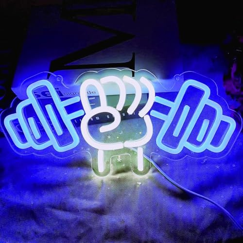 Señal de neón para gimnasio, con mancuernas LED de neón para decoración de gimnasio en casa, luces LED regulables para decoración de pared para hombres y mujeres, regalo para levantamiento de pesas