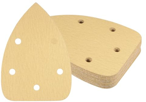 Kozelo 18pz Carta Vetrata per Dettagli Levigatrice Mouse - [Grana 100, 3,9 x 5,5] Fogli Carta Vetrata a Gancio Ring Assortiti per Uso Lucidatura Mobili Legno | 5 Hole, Ossido Alluminio