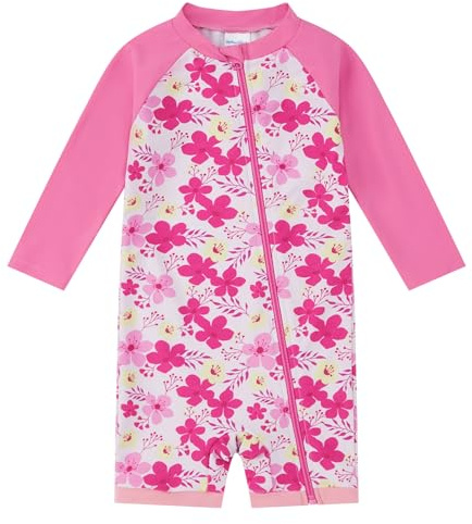 1strunandup Bambino Un Pezzo di Costume da Bagno Ragazza Rash Camicia di Guardia UPF 50+ Tuta da Sole a Maniche Lunghe con la Zip Piena Tuta da Bagno(9-12mesi)