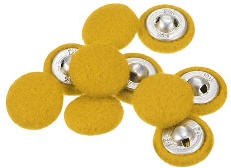 QUARKZMAN 10 Stück Knöpfe Gelb mit Stoffüberzug 15mm Antik Stoffknöpfe Bezogen Nähknöpfe Runde Bastelknöpfe Metallschaft Perlenknöpfe für Mantel Strickjacke Anzüge Kleider Blusen Bastel
