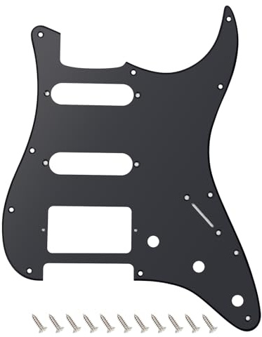 Banworks 1 Ply Strat HSS Pickguard 11-Hole Electric Guitar Pickguard SSH Scratch Plate for USA/Mexican Fender Modern Style Standard Stratocaster ST JT/HB-02 Matt Black
