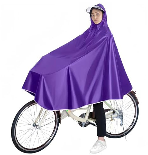 Shengxi Regenponcho Wasserdicht Regencape Fahrrad Regenjacke Poncho für Mountainbikes Elektrofahrräder Outdoors (DE/NL/SE/PL, Alphanumerisch, Einheitsgröße, Regular, Lila)