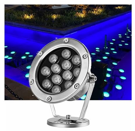 LGJEGD Unterwasserlicht 12W, Teichbeleuchtung Led Unterwasser, 12V-24V IP68 Wasserdicht, Geeignet for Terrasse, Landschaftsbeleuchtung (RGB)