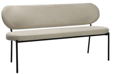 byLIVING Bank Jersey, Webstoff Taupe, Metall schwarz, B 160, H 82, T 62 cm
