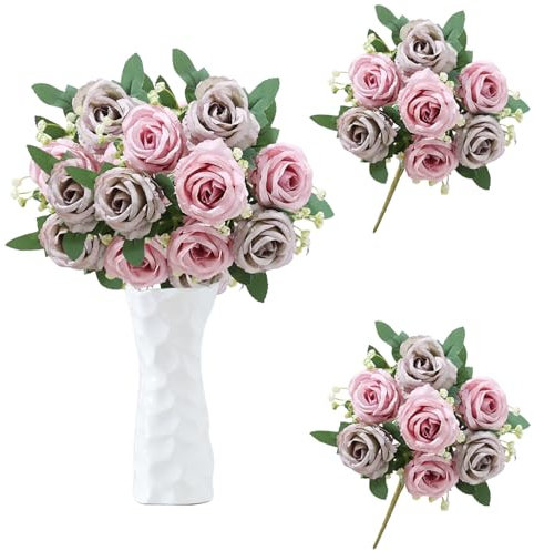 astylishome Fiori artificiali Finta Peonia Seta Bouquet Decor Plastica Realistico Disposizioni floreali Decorazione di nozze Tavolo Centrotavola per Home Office Party Decor 4308
