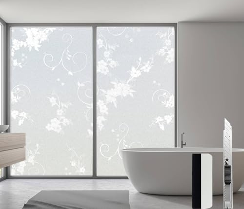 Antrect Fenster Spiegelfolie Blickdicht, Fensterfolie Motiv Blickdicht, Glasfolie selbstklebend Blickdicht, Badfenster Sichtschutzfolie, UV Schutzfolie Fenster 60x200cm