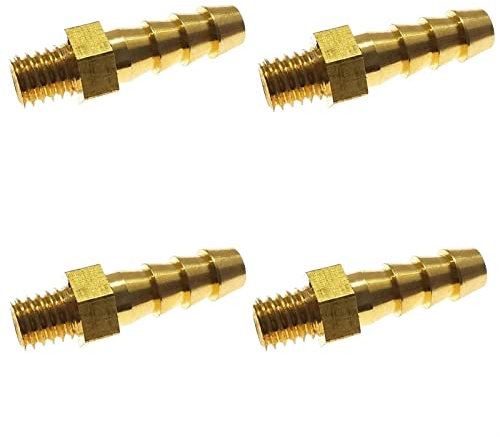 Schlauchverbinder,. Kupplungsanschlüsse, 4 Stück Pagode-Rohrverschraubungen, metrisches Außengewinde M5, M6, M8, Messing-Schlauch, Lederschlauch, Trachea-Anschluss(4mm to M6x1)