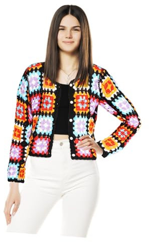 DEARMAMY Cropped Cardigan Für Damen Luftige Strickjacke Mit Knopfverschluss Eleganter Hohlstrick Vielseitig Kombinierbar Für Alltag Und Besondere Anlässe Lebhaften Farben Erhältlich