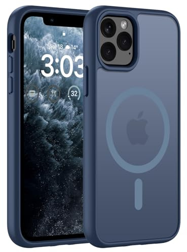 ORDA für iPhone 11 Pro Max Hülle, Kompatibel mit MagSafe, Blau | Durchscheinend Rückseite, Matt Magnetische Handyhülle, Stoßfest Kratzfeste Schutzhülle