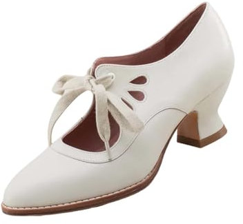 Mary Jane-skor, damballerinaskor, ballerinaskor, damskor, eleganta och bekväma dansskor, remballerina, halvskor, klackskor, uniform, pumps för affärer, arbete, dans, kostymskor, Vit, 42 EU