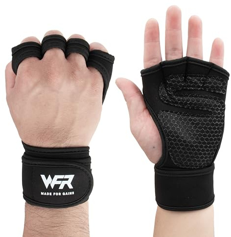 WOLFIRE WF Fitness Handschuhe Herren und Damen, Trainingshandschuhe Herren mit Silikon-Grip, Gym Handschuhe Damen Atmungsaktiv, Trainingshandschuhe Damen mit Offenem Bündchen