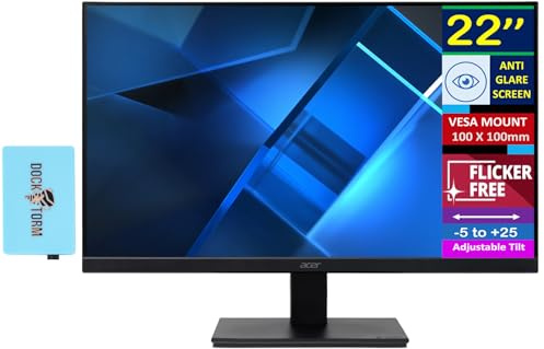 Acer Vero 22 FHD Free Sync Monitor with 4ms Response Time, 100 Hz Refresh Rate, Flicker Free, Anti Glare, VESA Mount (100mm), HDMI and Dockztorm USB Port Expander, Black (2026 Latest Model)