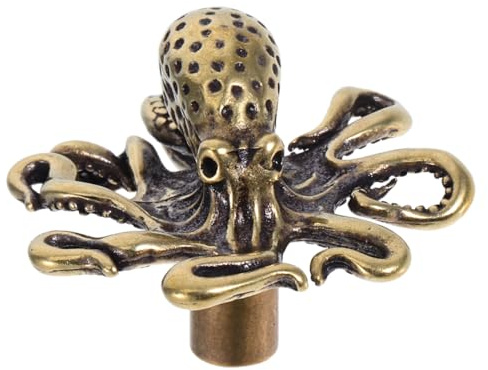 jojofuny Vintage Octopus Cabinet Knobs Nautical Brass Door Pulls Marine Animal Furniture Handles for Dresser Wardrobe Cupboard Home Furniture Decoration