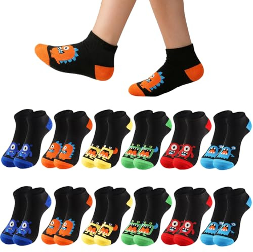 L&K-II L&K barnstrumpor pojkar ankelstrumpor sneakerstrumpor sportstrumpor löpstrumpor fritidsstrumpor strumpor 12-pack bomull 2894, 12-2879, 27-30