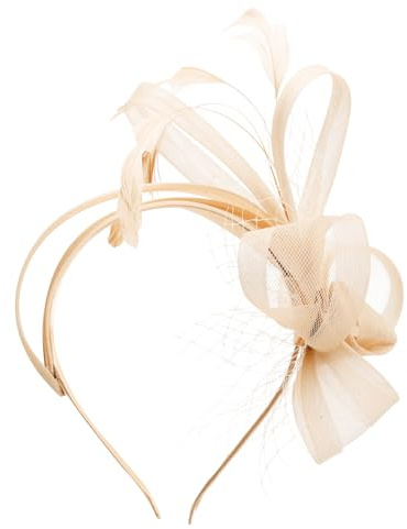Risipu Fascinators For Weddings Women Accessories Elegant Feather Handcrafted Ribbon Fascinators For Women Perfect for Weddings Cocktail Parties Royal Ascot Tea Events (UK, Alpha, One Size, Champagne)