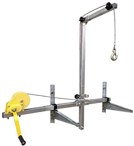 Air conditioner bracket Lifting Crane Tool for Air Conditioner Outdoor Unit Installation, Manual Winch Hoist + Folding Bracket (1-5hp enhanced+1800lb 20m winch) (3ph Folding Side+10m Winch)