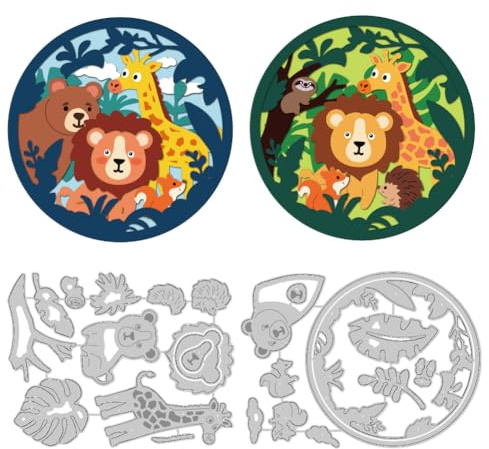 DELORIGIN Waldtiere Mehrschichtige Stanzschablonen Kartenerstellung Kohlenstoffstahl Stanzformen Scrapbooking Prägeschablone für Grußkarten Bastelpapier Alben Einladungen Dekoration