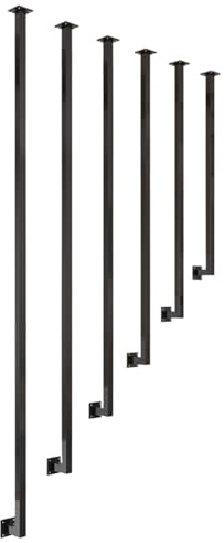 L-Shaped Stair Handrail for Indoor Steps, 30-150cm Wrought Iron Railing Wall/Ceiling Mounted, Modern Square Pipe Anti-Slip Attic Villa Balustrade, 1-Pack (Black)(2.3ft/70cm)