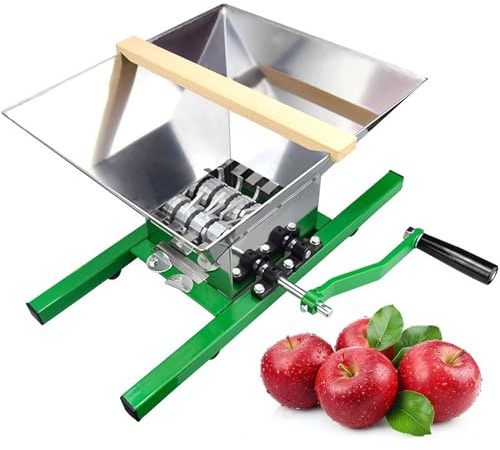 Broyeur à Pommes Grinde, Grand Broyeur à Pommes en Acier Inoxydable avec Manivelle, Presse-Fruits, Broyeur à Baies Manuel, Broyeur à Raisins Manuel 7 L, pour Carottes, Oranges, Baies, Légumes