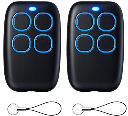 2PCS Télécommande Universelle 4 en 1 pour portails, Portes de Garage et Portes roulantes - Duplicateur programmable, fréquence de bip de 250 à 913 MHz, Codes Fixes et roulants - Bleu