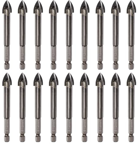 QUARKZMAN 20 pz Punta Per Muratura Titanio 12mm Punte Per Cemento Punte Per Piastrelle Con Codolo Esagonale 1/4 Lunghezza 85mm Per Piastrelle Marmo Vetro Specchio Cemento Mattone