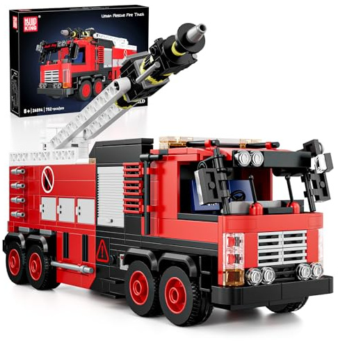 Mould King 24094 Technik Klemmbausteine Feuerwehr LKW City Feuerwehrauto Bausteine Rescue Truck Modell Sammelmodell Kompatibel mit Andere Marken(752 Teile)