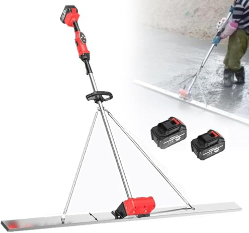 1.8M/2M Attrezzo vibrante per massetto in calcestruzzo con 2 batterie, 6000 giri/min Righello vibrante per livellamento del cemento elettrico senza fili per la lavorazione del calcestruzzo 180cm