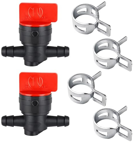 Benzinhahn, 2 StüCk Universal 1/4 Zoll Mit 4 StüCk Benzinfilter 10 Mm Klemmen, Kunststoff Benzinhahn 8mm Universelle Ersatzteile FüR Freischneider, RasenmäHer Und Kleine Motoren