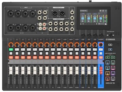 YAMAHA MGX16 Digital Mixer med LCD-Pekskärm, Bluetooth, Svart | Flexibel mixer med dubbla USB, microSD och utökade I/O-anslutningar