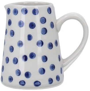 Gisela Graham Blue Spotty Stoneware Jug – Ceramic Water Jug, Milk Jug or Small Vase for Kitchen, Utility Room and Home Décor