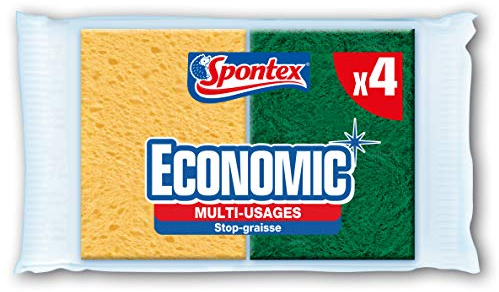 SPONTEX - Económico 'Stop-Grease - 4 esponjas de raspado verde protección contra la grasa