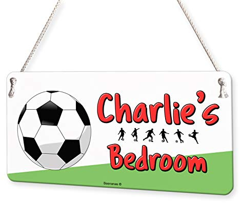 Beenanas Football Soccer Personalised Childs Bedroom Door Sign Name Plaque
