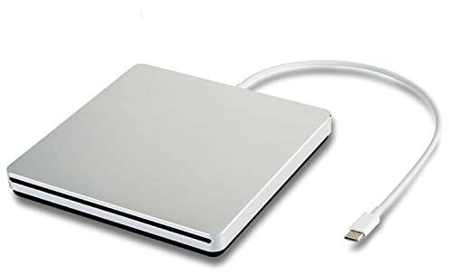 tengertang Type-C Super External Drive,USB Portable External DVD/CD Drive Burner/Reader/Rewriter for The Latest MacBook/MacBook Pro/ASUS/DELL Latitude with USB-C Port (Silver.)