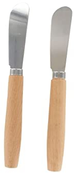 Fackelmann Set 2 pz Spatole Spalma Burro e Formaggi in Crema, parte funzionale in Acciaio Inox con manico in Legno di Faggio, 17x2x2 cm, Linea Sybaris