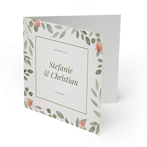 (100 x) Einladungen zur Hochzeit Hochzeitskarten Einladungskarten Karten Blumen Wasserfarbe