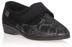 Doctor Cutillas Modell 792 - Kardborreband Toffel Elastisk Snake, Svart, 40 EU bred