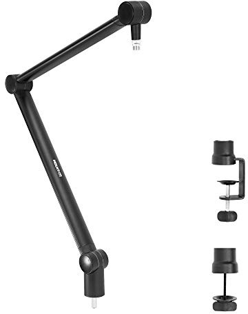MOUNT-IT! Adjustable Microphone Boom Arm [3/8’’ to 5/8’’ Screw Adapter] Suspension Scissor Mic Stand, Desk Mount For Blue Snowball, Yeti, & Other Studio and Gaming Microphones (With Cable Management)