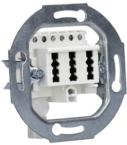 Rutenbeck TAE 3x6 NFN Up 0 reinweiß - 3x6-polig, 6 Schraubkontakte, für 1 Telefon und 2 Zusatzgeräte, Weiß, Metall, 70 x 29 mm, Anschlussdose