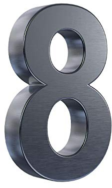 3D Hausnummer 8 Edelstahl anthrazit RAL7016 Arial Hausnummernschild Gebäudenummer Türnummer für die Montage im Außenbereich Rostfrei Witterungsbeständig Pflegeleicht Schriftart Arial
