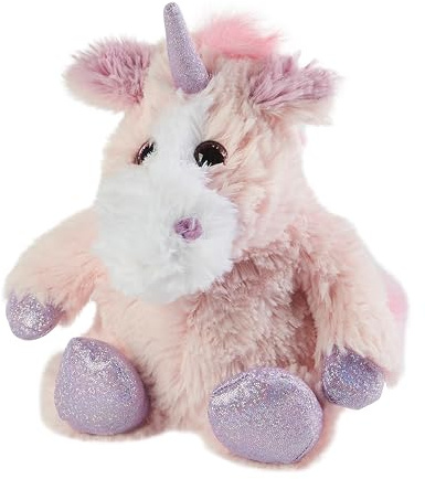 Warmies Junior glitzerndes rosa Einhorn-Plüschtier, vollständig erwärmbarer und beschwerter Teddy mit leichtem Duft nach getrocknetem französischem Lavendel